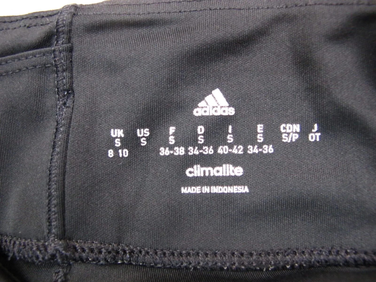 Adidas Climalite Womens Legging Pant 3 Stripe Elastic Waist Low Rise Black SZ S