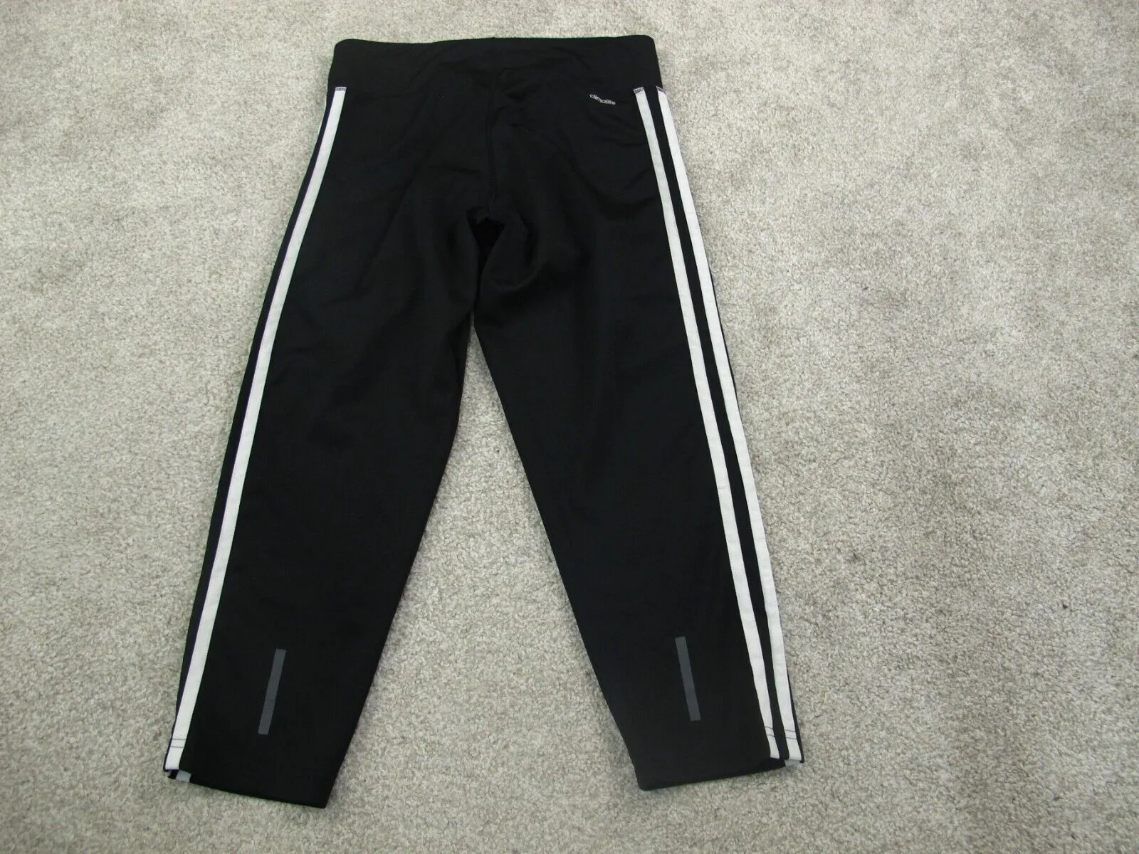 Adidas Climalite Womens Legging Pant 3 Stripe Elastic Waist Low Rise Black SZ S