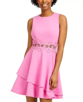 B Darlin Juniors' Peekaboo Lace-Trim Dress