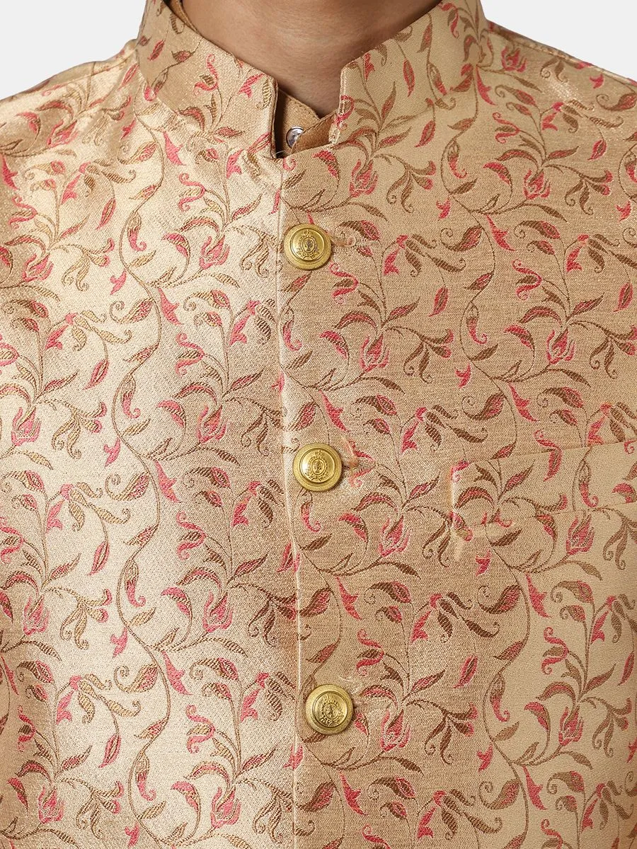 Banarasi Rayon Cotton Golden Modi Nehru Jacket