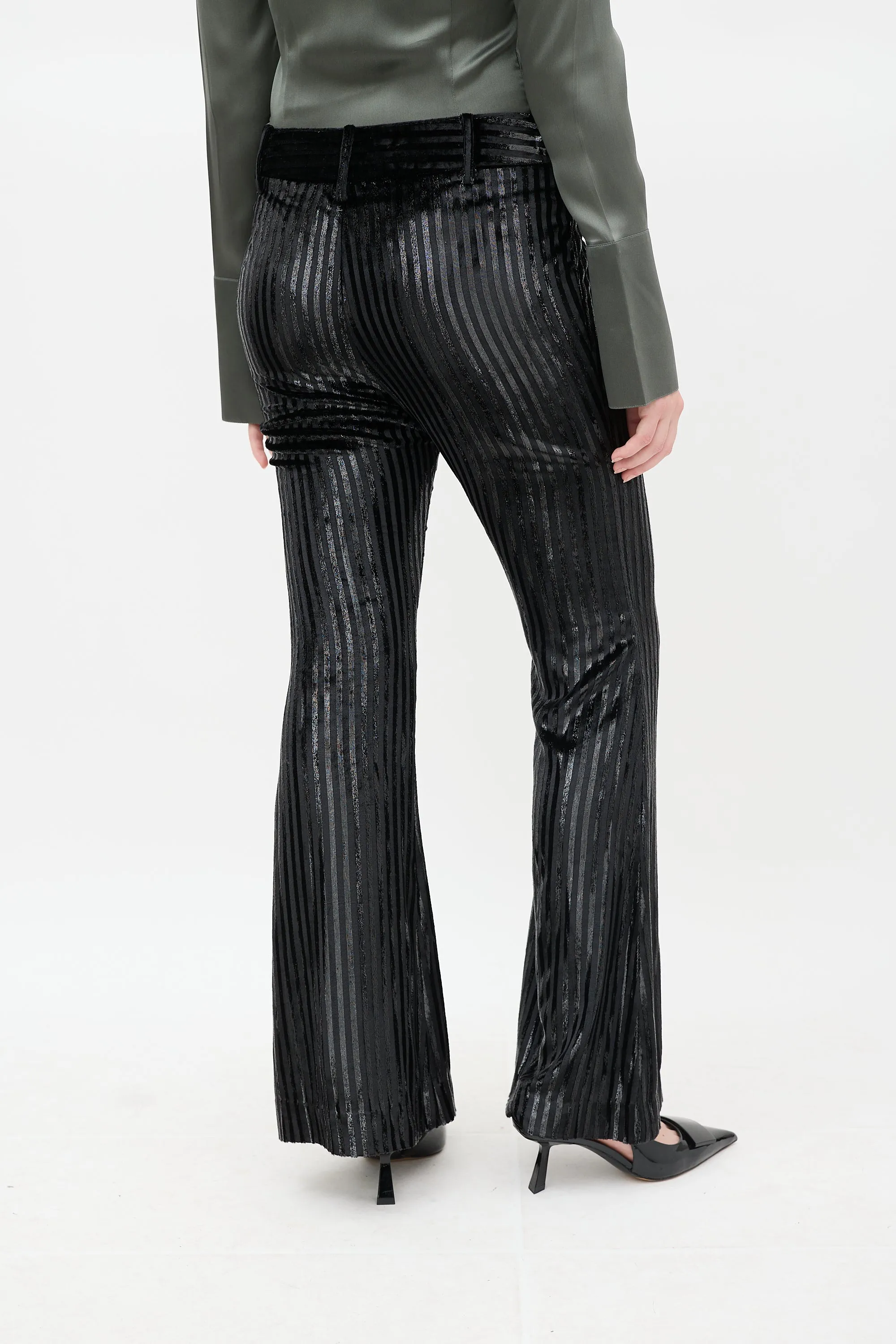 Black Velvet Metallic Striped Pant