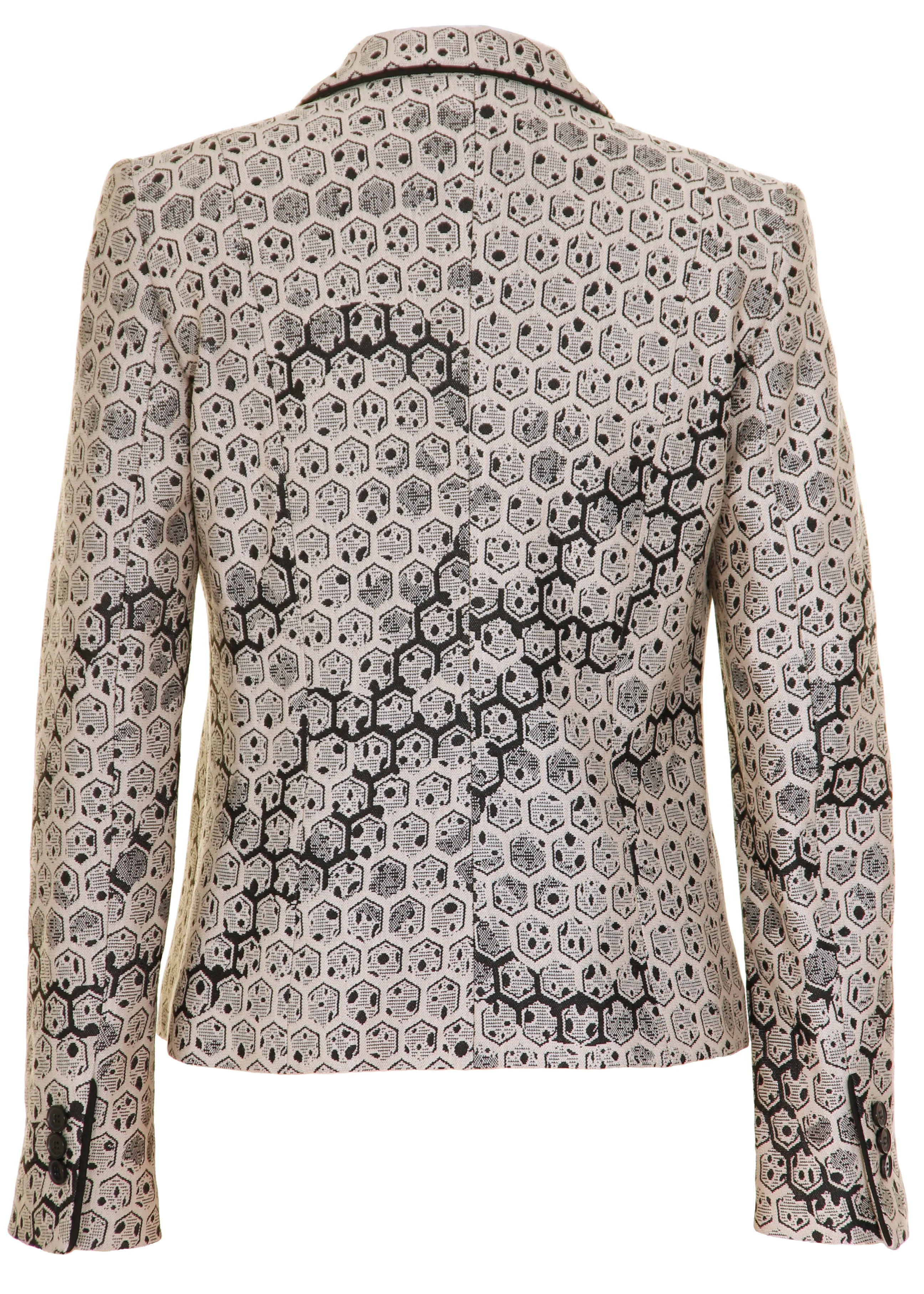 Busy Clothing Womens Beige and Black Geometric Design Jacket