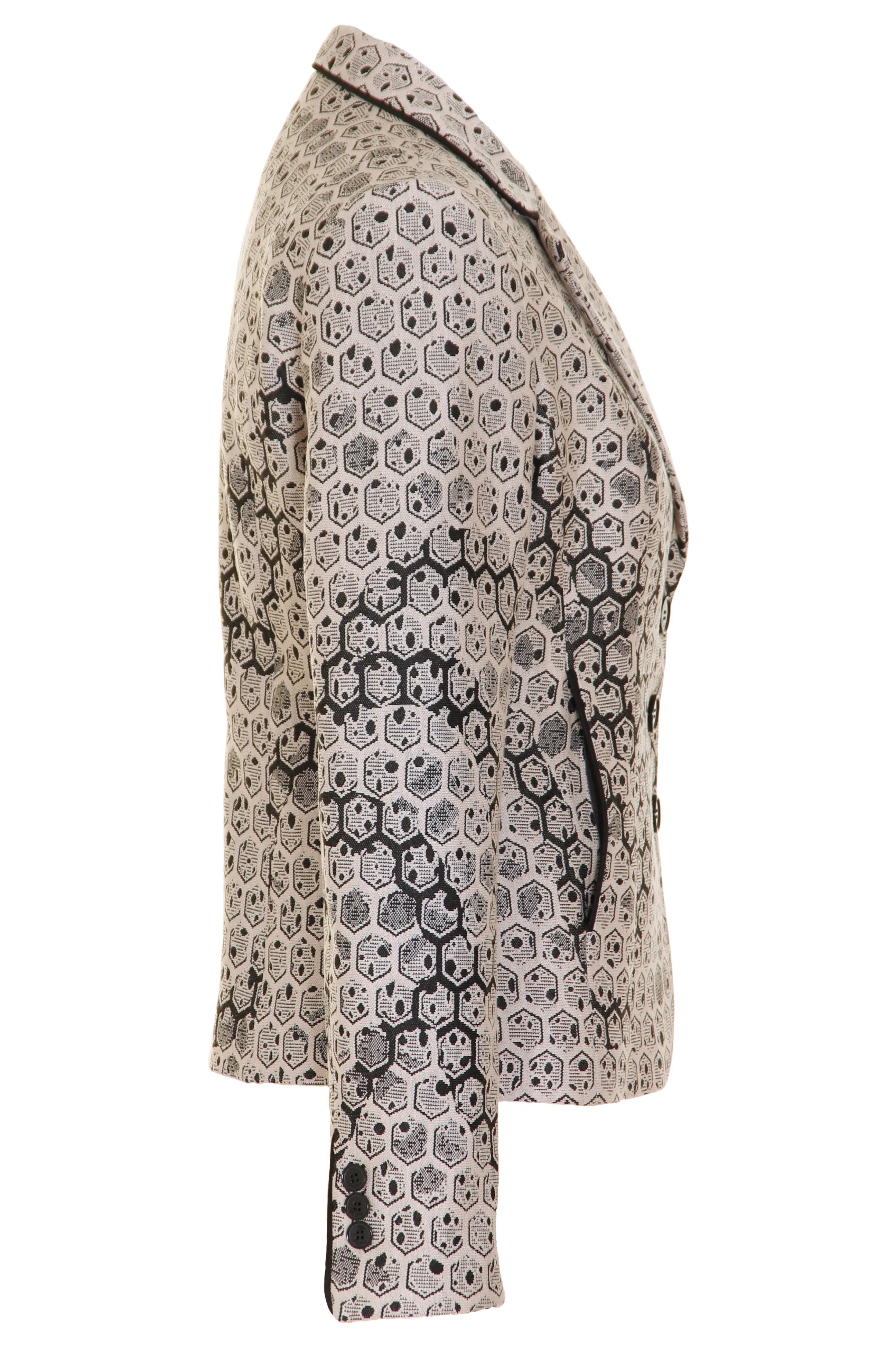 Busy Clothing Womens Beige and Black Geometric Design Jacket