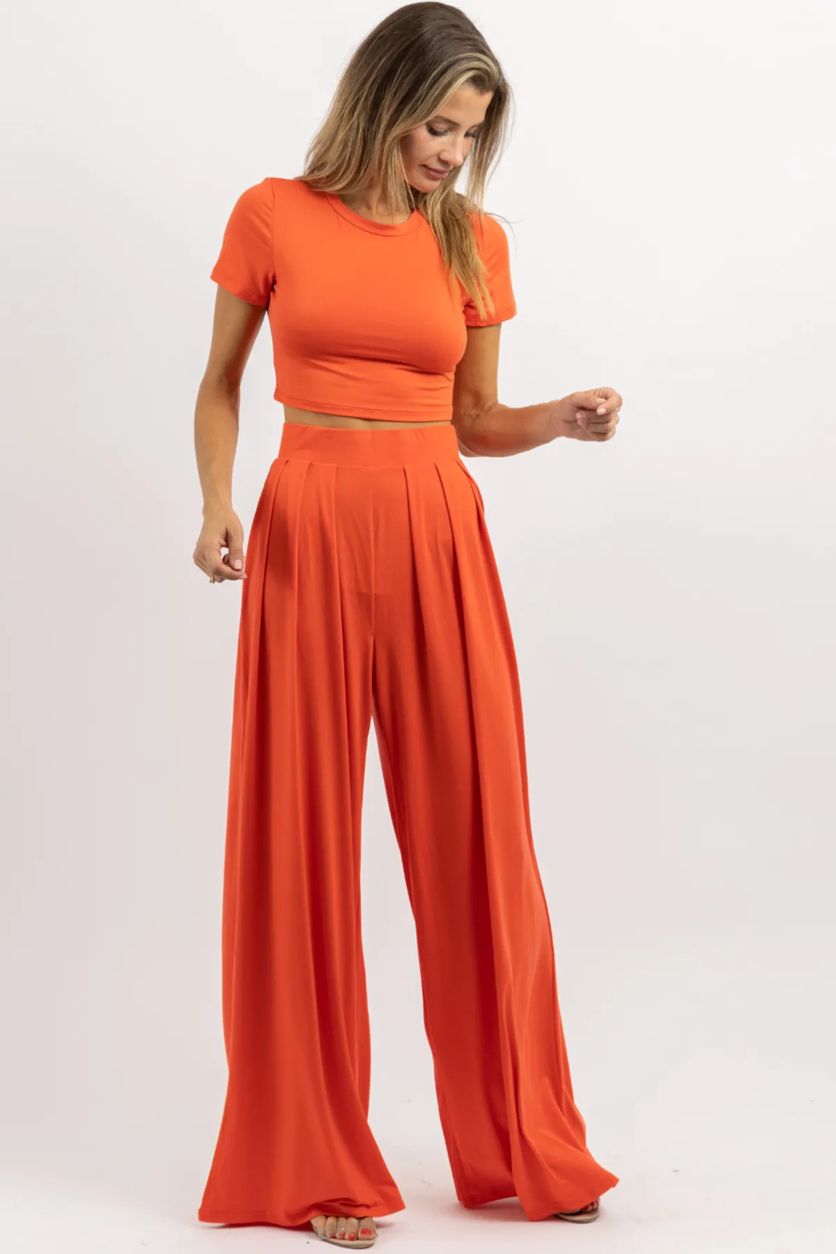 BUTTER SOFT GRAPEFRUIT PALAZZO PANT SET *BACK IN STOCK*