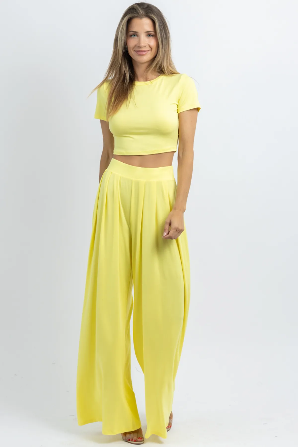 BUTTER SOFT LEMON PALAZZO PANT SET *BACK IN STOCK*