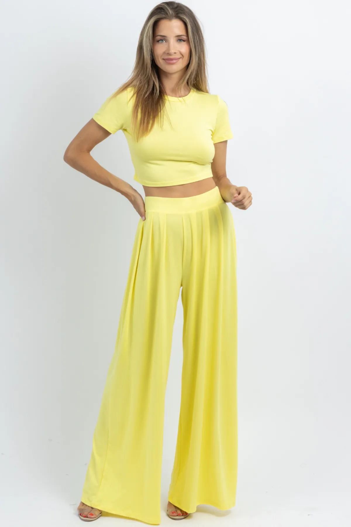 BUTTER SOFT LEMON PALAZZO PANT SET *BACK IN STOCK*