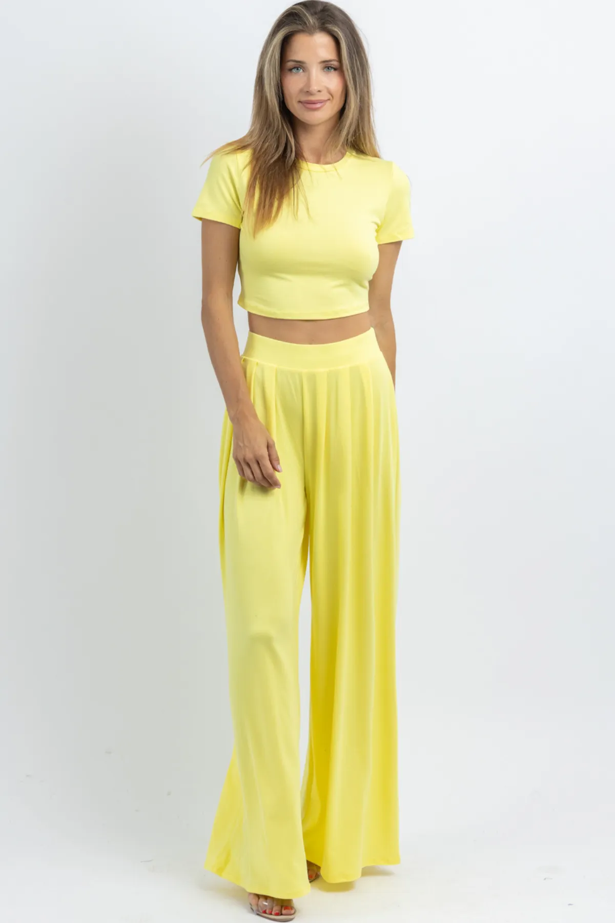 BUTTER SOFT LEMON PALAZZO PANT SET *BACK IN STOCK*