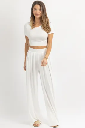 BUTTER SOFT WHITE PALAZZO PANT SET