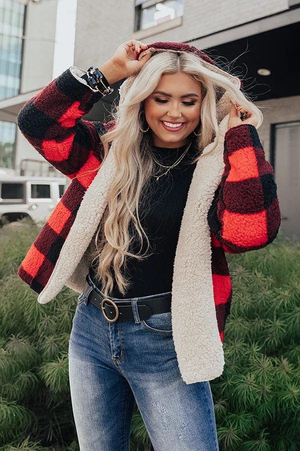Cold Rush Reversible Sherpa Jacket in Red