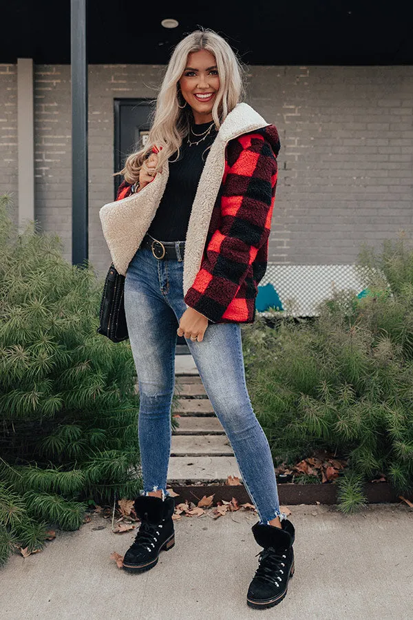 Cold Rush Reversible Sherpa Jacket in Red