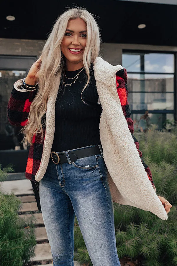 Cold Rush Reversible Sherpa Jacket in Red