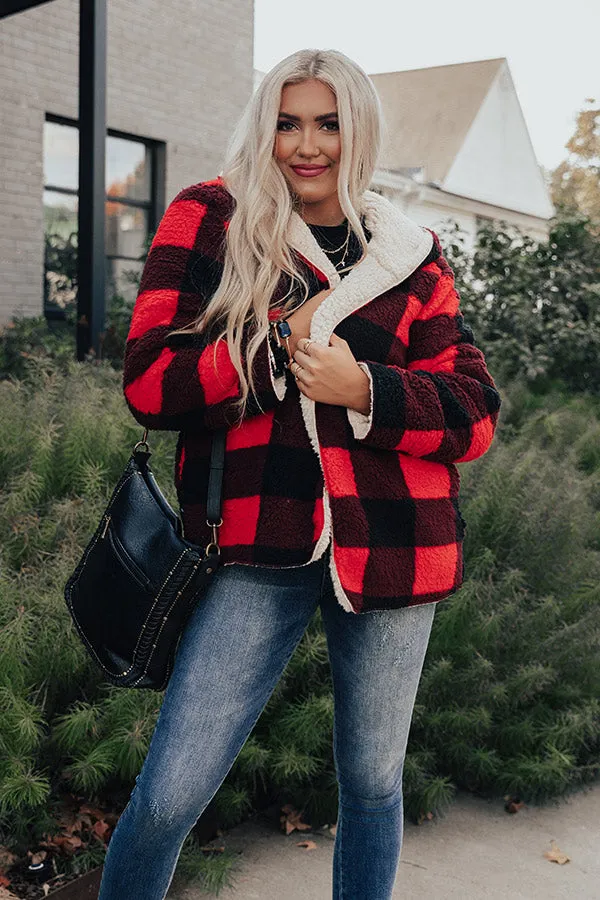 Cold Rush Reversible Sherpa Jacket in Red