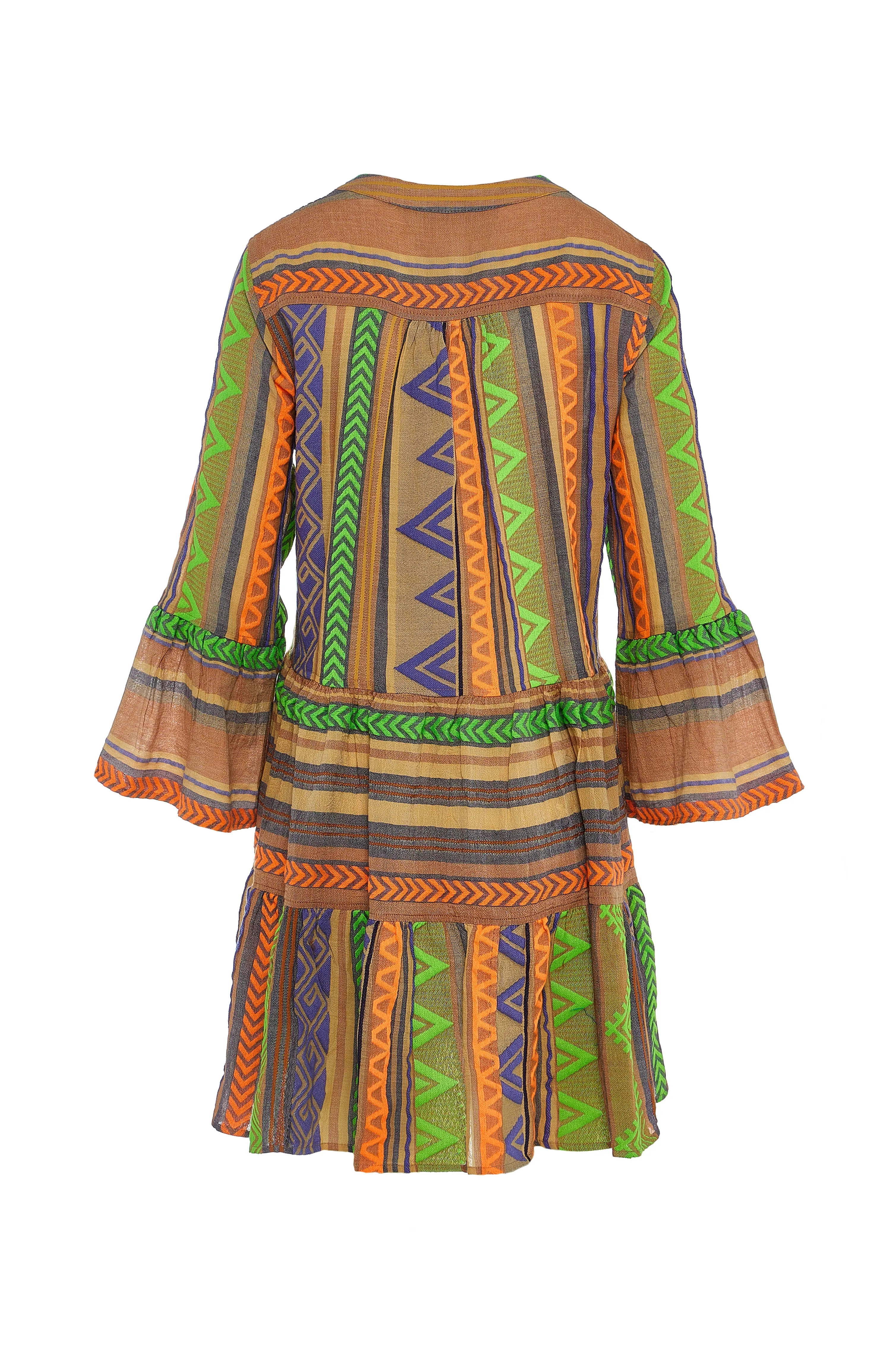 Ella Short Dress Green/Neon Orange