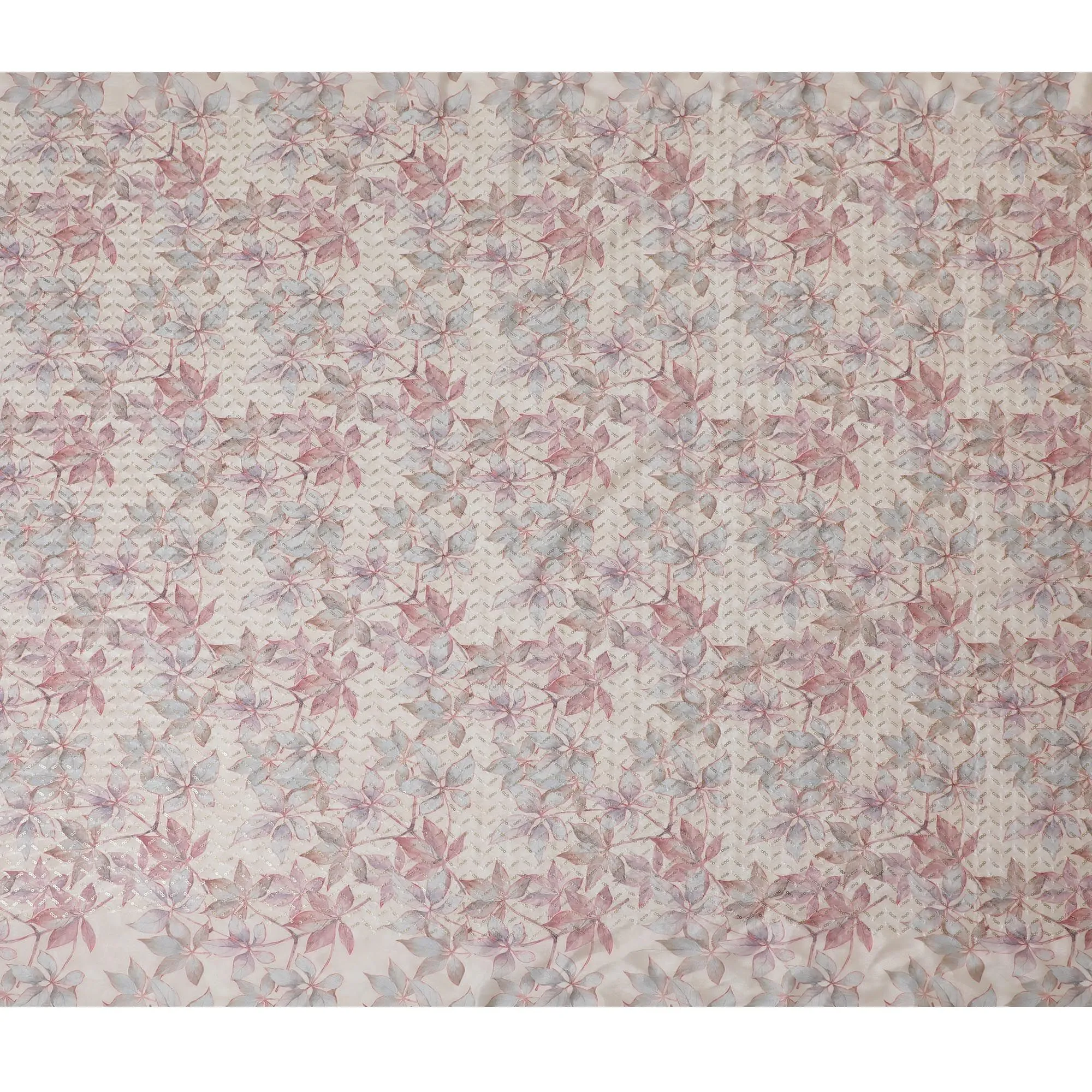 Enchanted Garden Sequin chinon Fabric - 110cm Wide, Ethereal Pink Embroidery from India-D18548