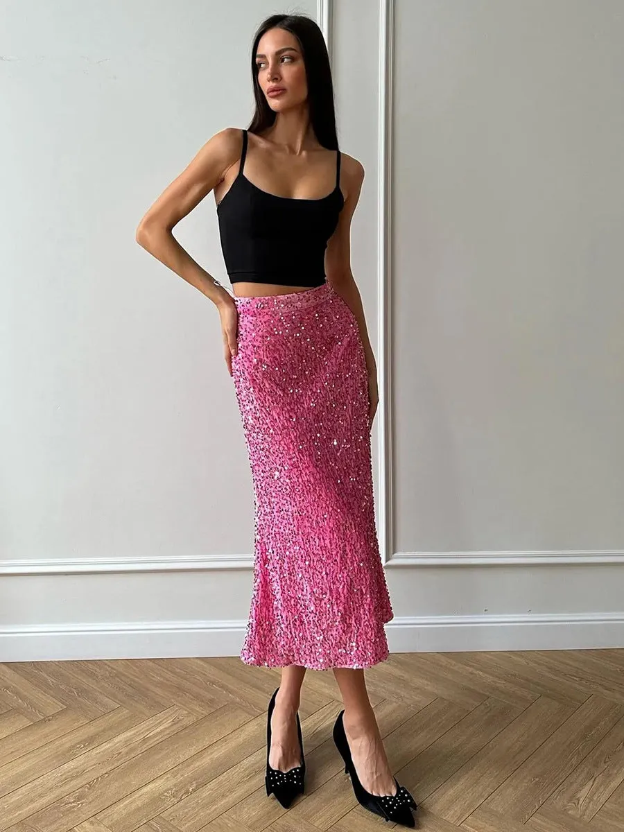 Fashionkova talladega nights costume Women's Sequined Hip Skirt Autumn and Winter Sequined A- line Skirt Slim-Fit Dinner Dress Skirt