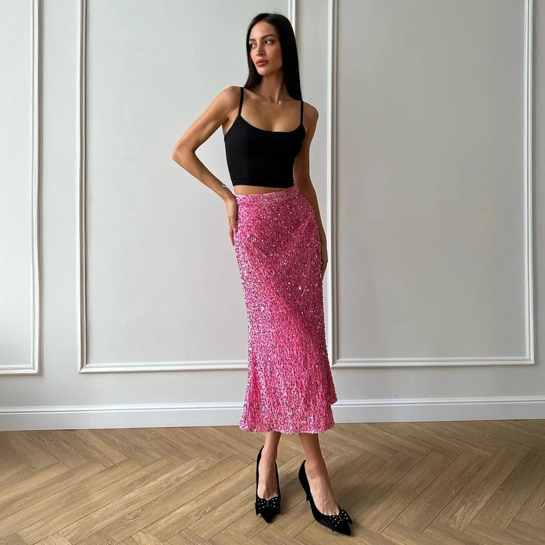 Fashionkova talladega nights costume Women's Sequined Hip Skirt Autumn and Winter Sequined A- line Skirt Slim-Fit Dinner Dress Skirt