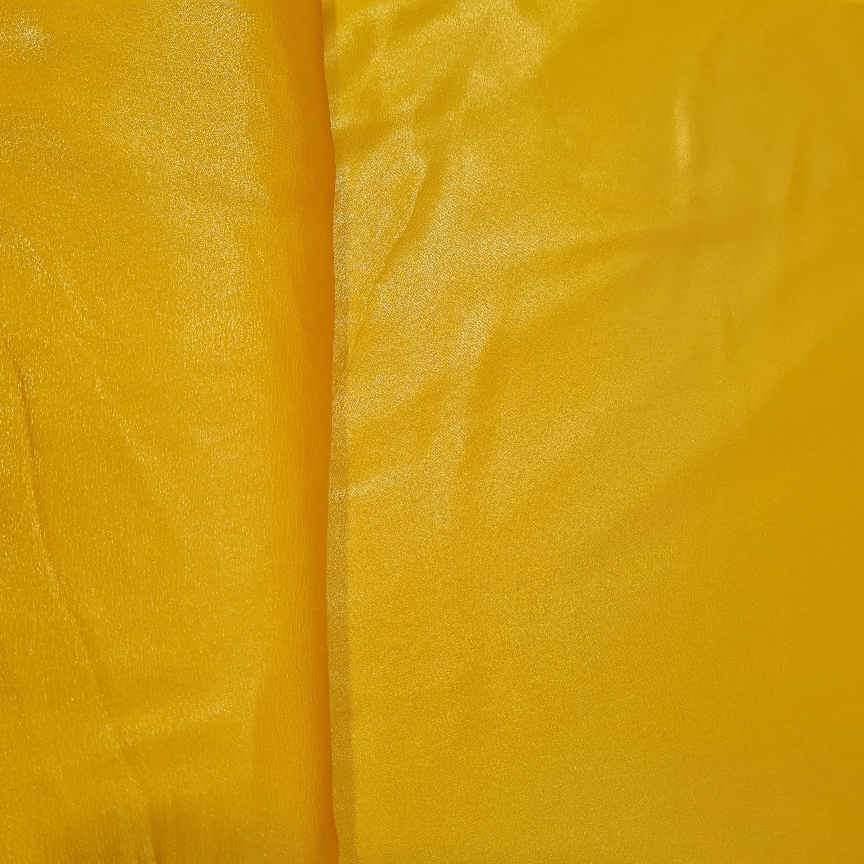 Fire Yellow Solid Gold Shimmer Georgrette Satin