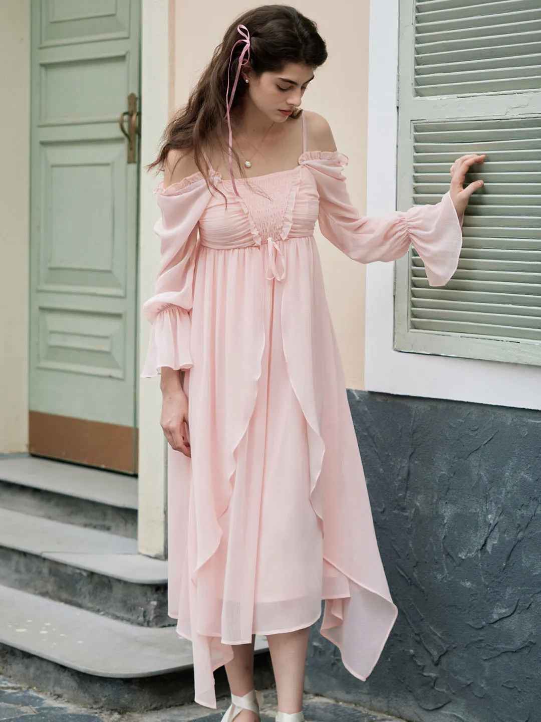 【Flash Sale】Lakelyn Romantic Sweet Square Neck Pink Dress