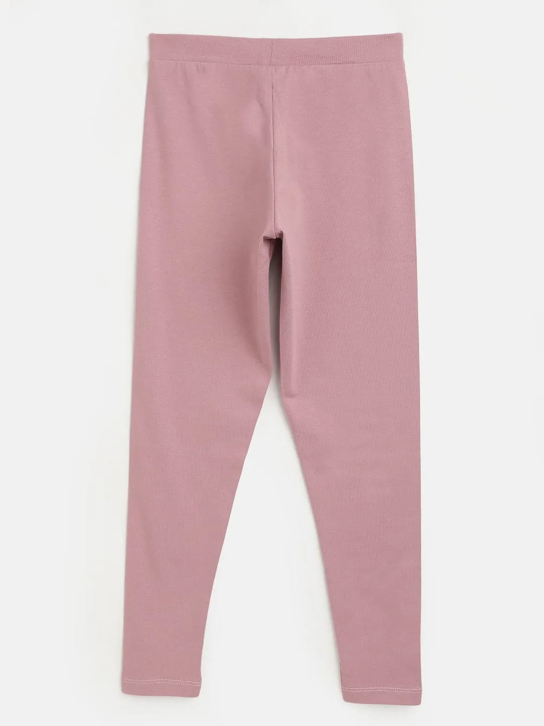 Girls Pink Solid Basic Leggings - Lyush Kids