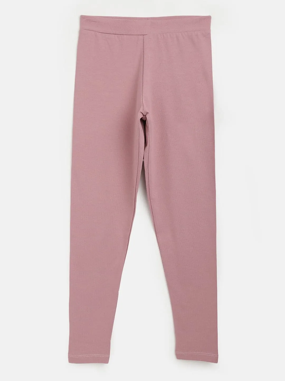 Girls Pink Solid Basic Leggings - Lyush Kids