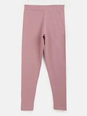 Girls Pink Solid Basic Leggings - Lyush Kids