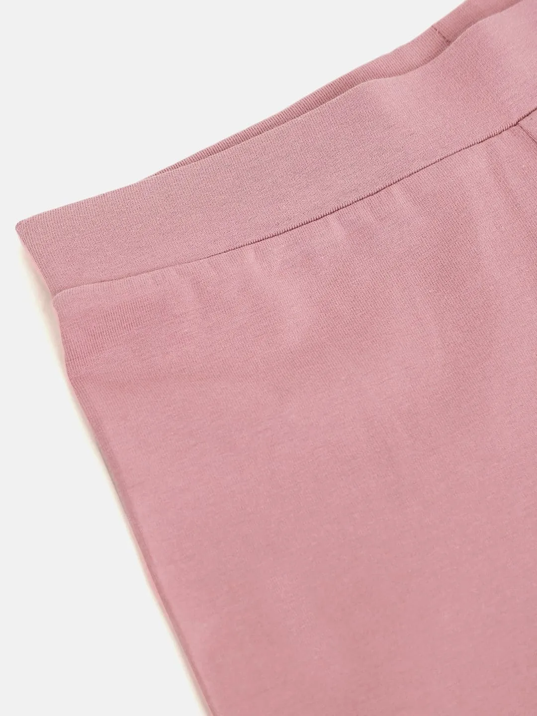 Girls Pink Solid Basic Leggings - Lyush Kids