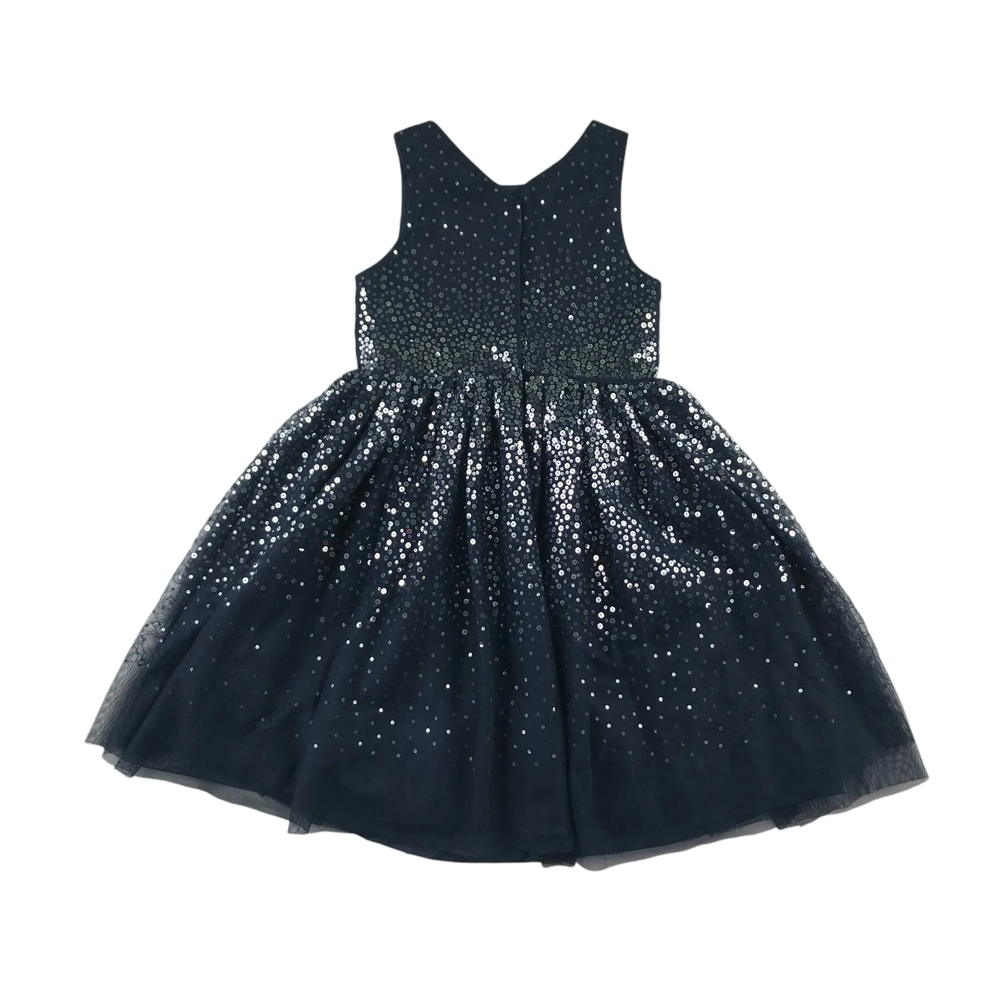 H&M dress 5-6 years navy blue mesh layered with sequins