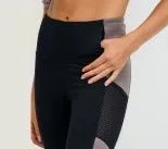 High-waist  Colorblock Full Leggings - Black/Mocha and Black/White