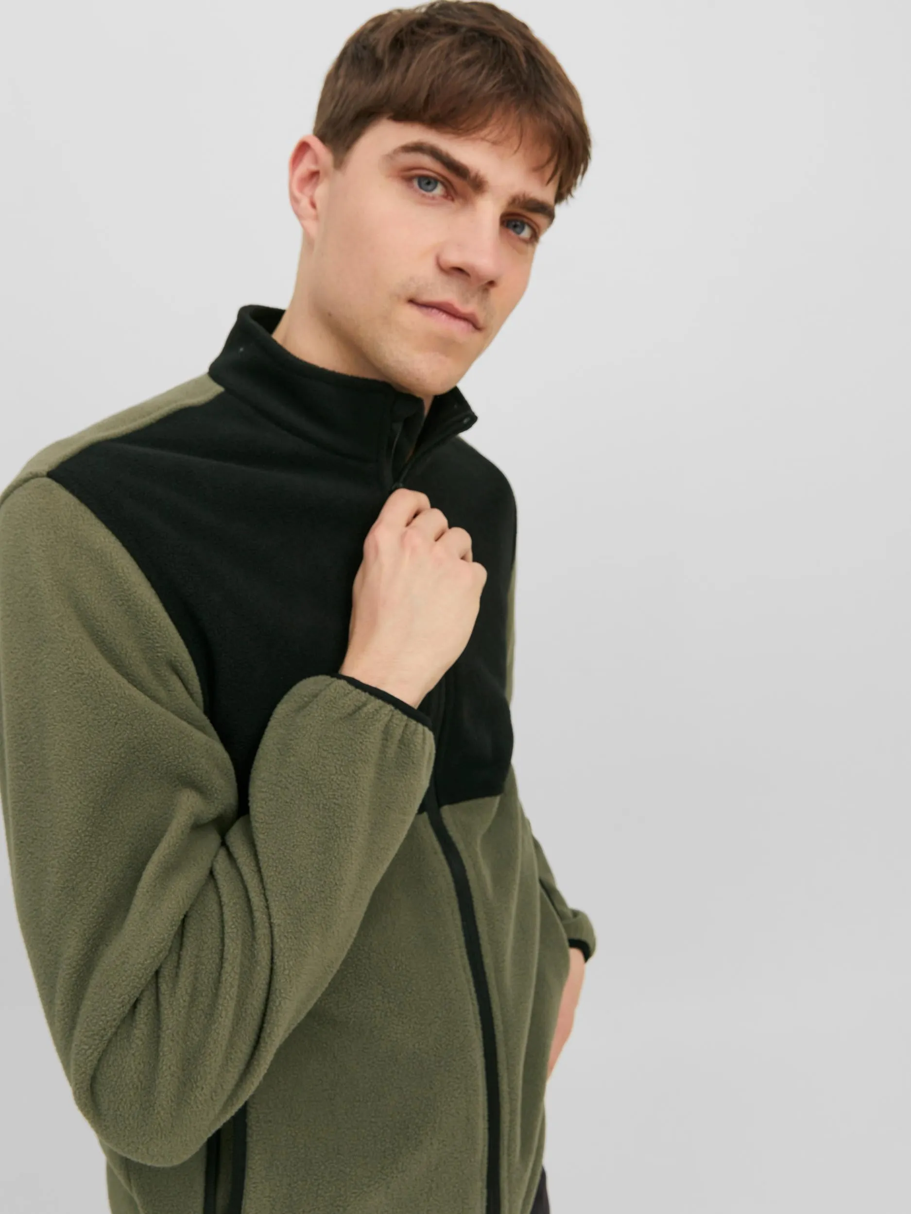 Jack & Jones Flame Fleece Jacket-DUSTY OLIVE