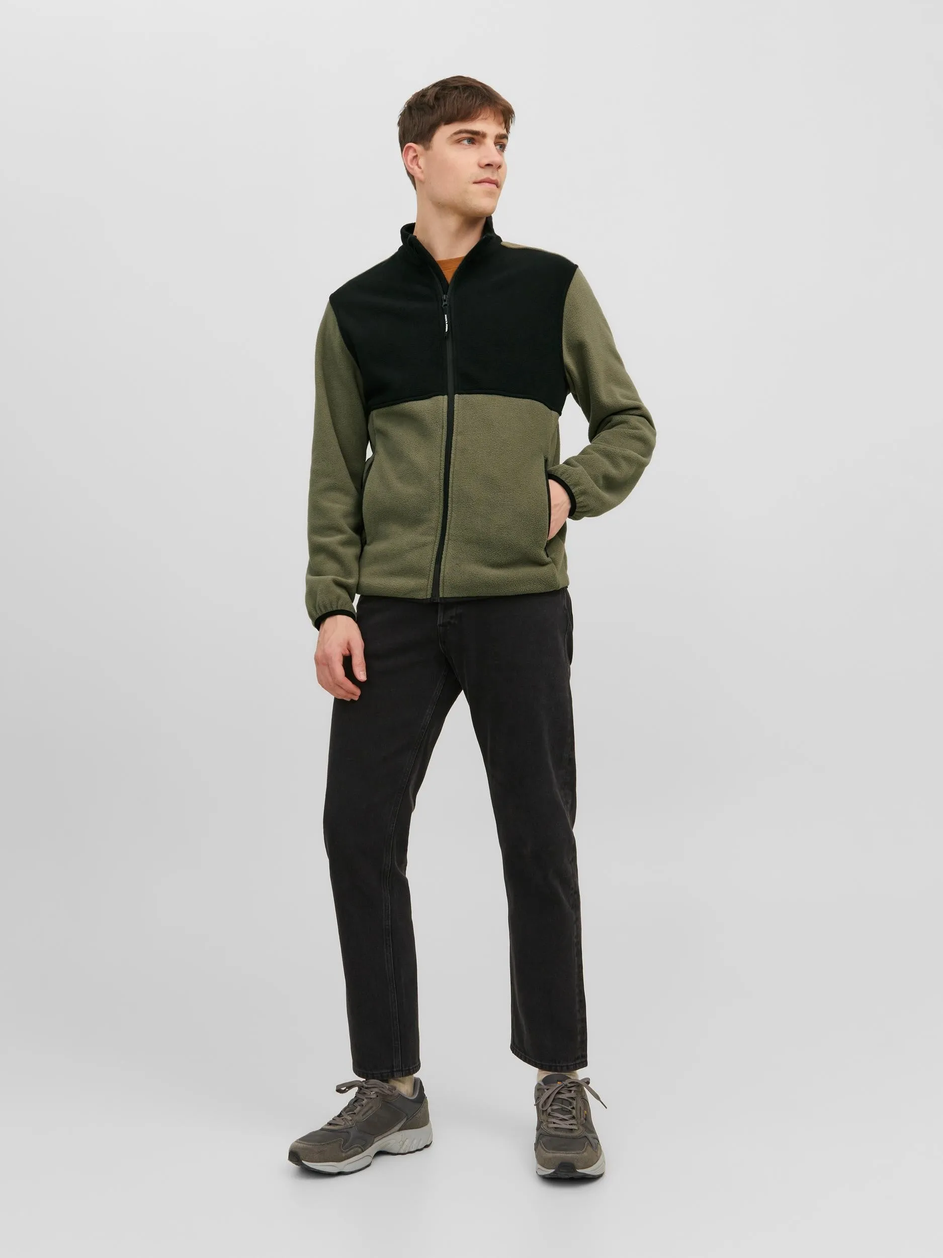 Jack & Jones Flame Fleece Jacket-DUSTY OLIVE