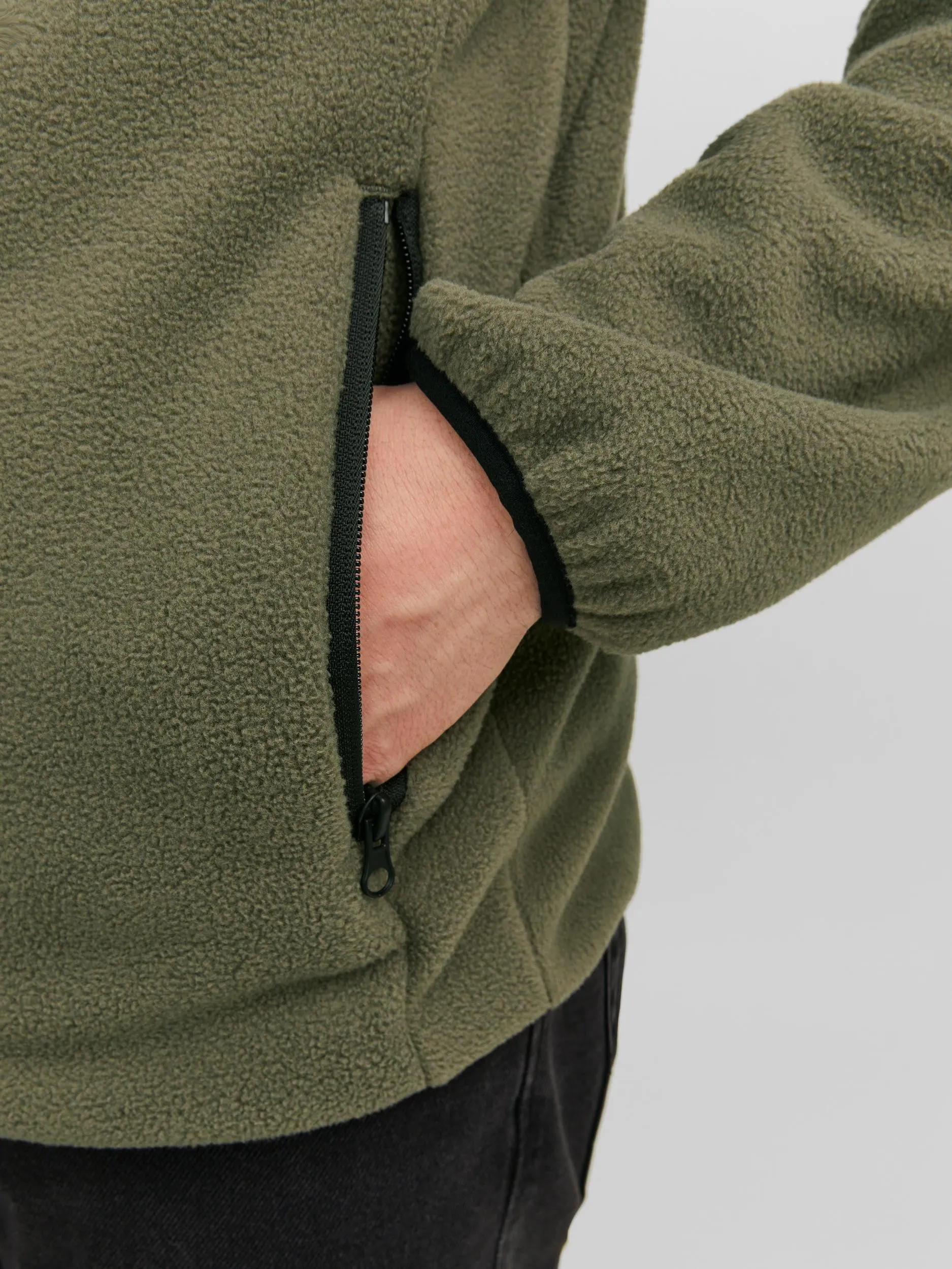 Jack & Jones Flame Fleece Jacket-DUSTY OLIVE