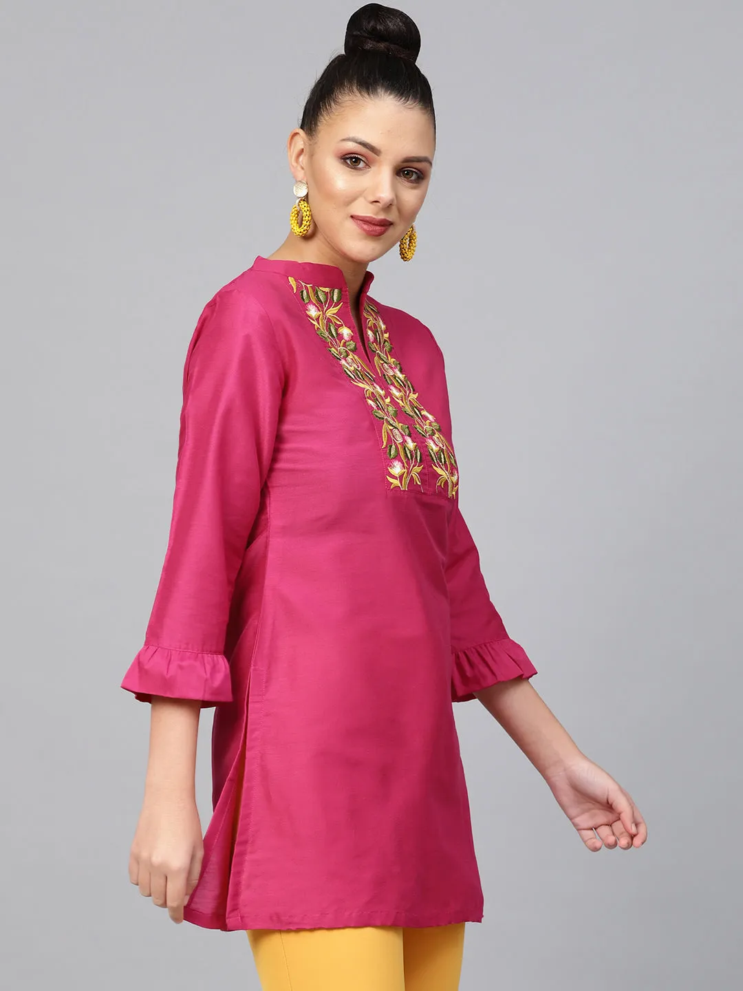 Jashvi Pink Yoke Design A-Line Tunic