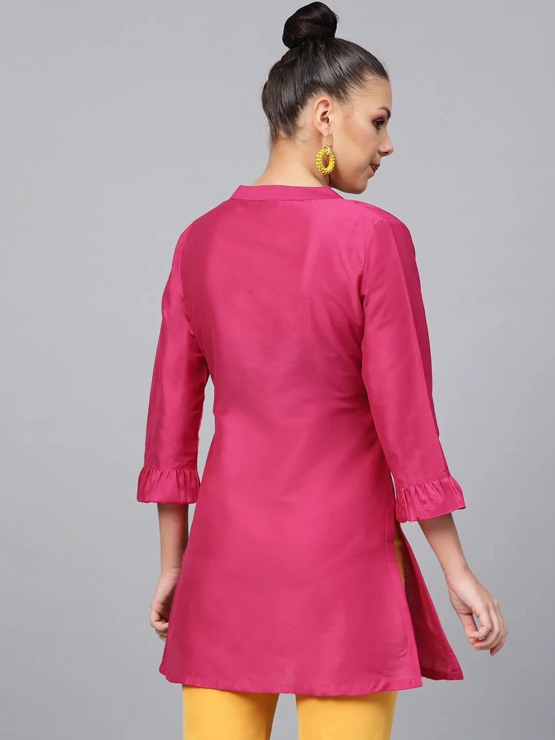 Jashvi Pink Yoke Design A-Line Tunic