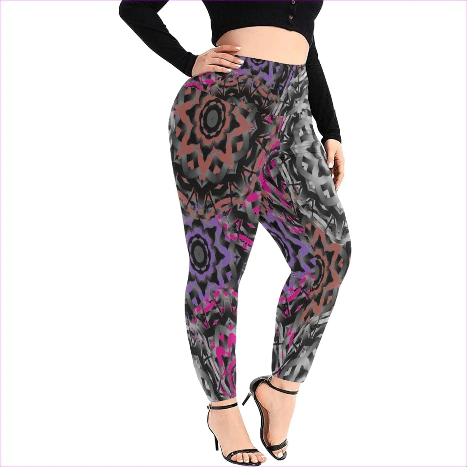 Mandala Graffiti Womens High Waist Leggings Voluptuous ( ) Plus Size