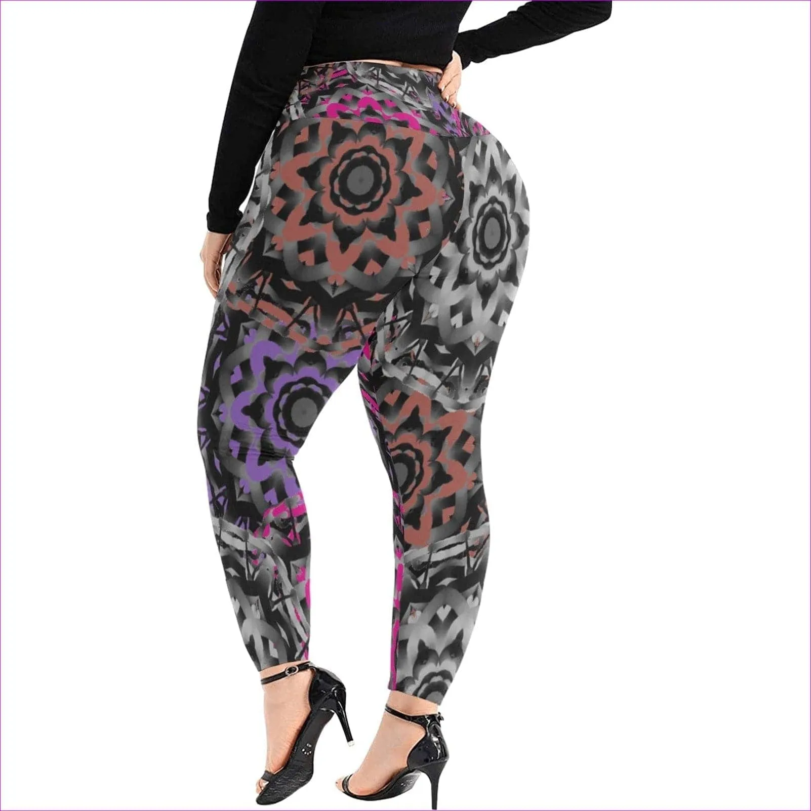 Mandala Graffiti Womens High Waist Leggings Voluptuous ( ) Plus Size
