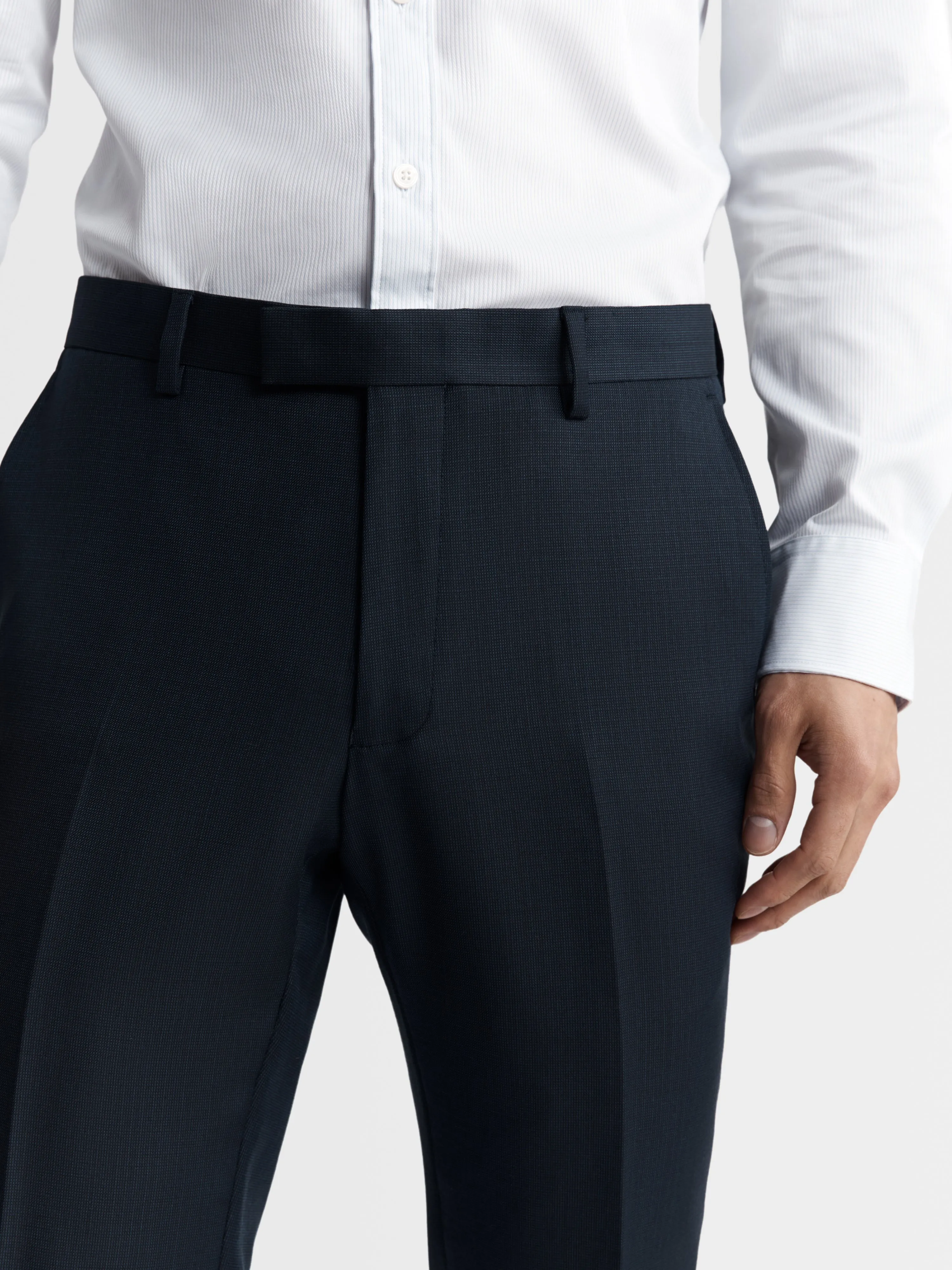 Maxwell Italian Luxury Slim Navy Textured Suit Trouser