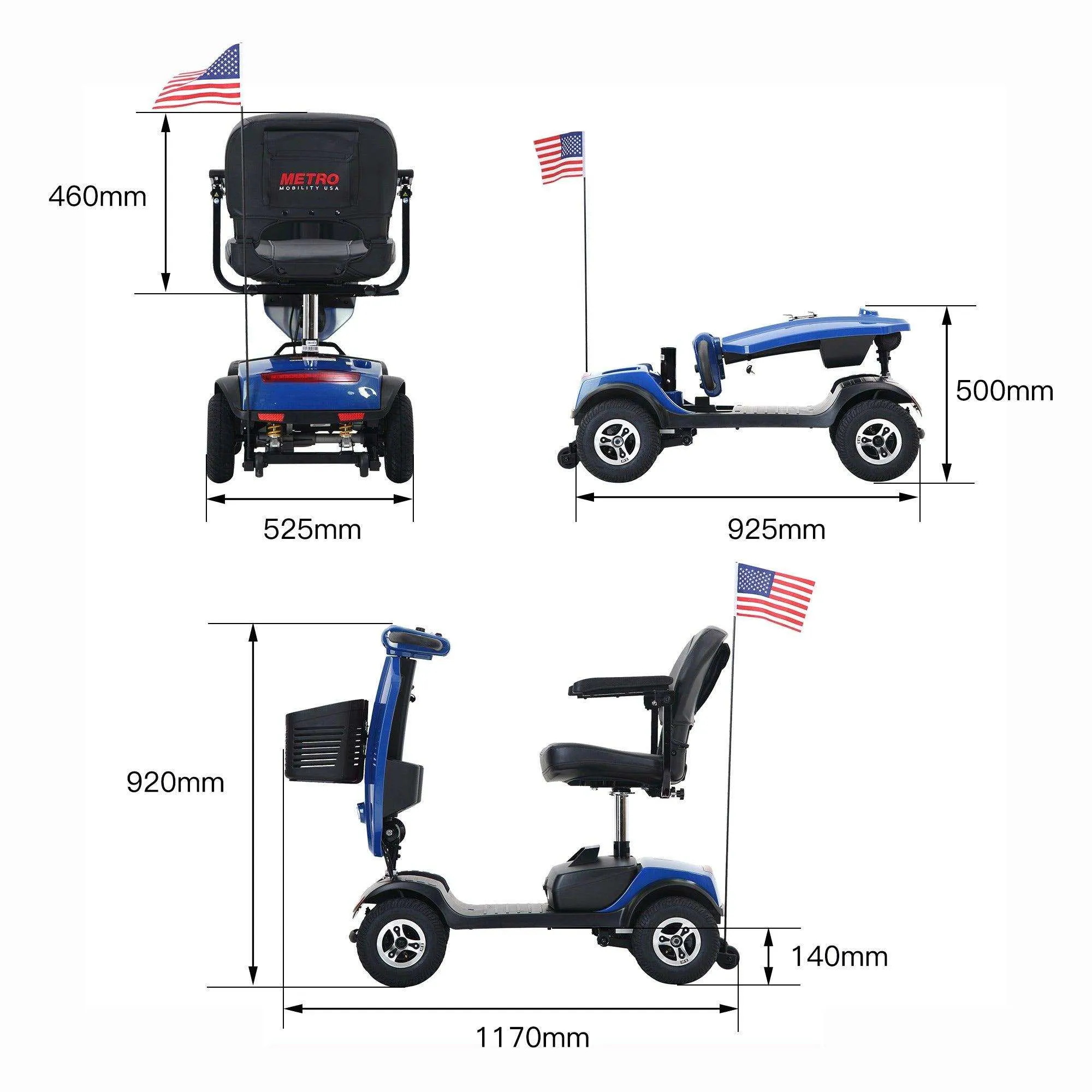 Metro Mobility Patriot Series 4-Wheel Travel Mobility Scooter