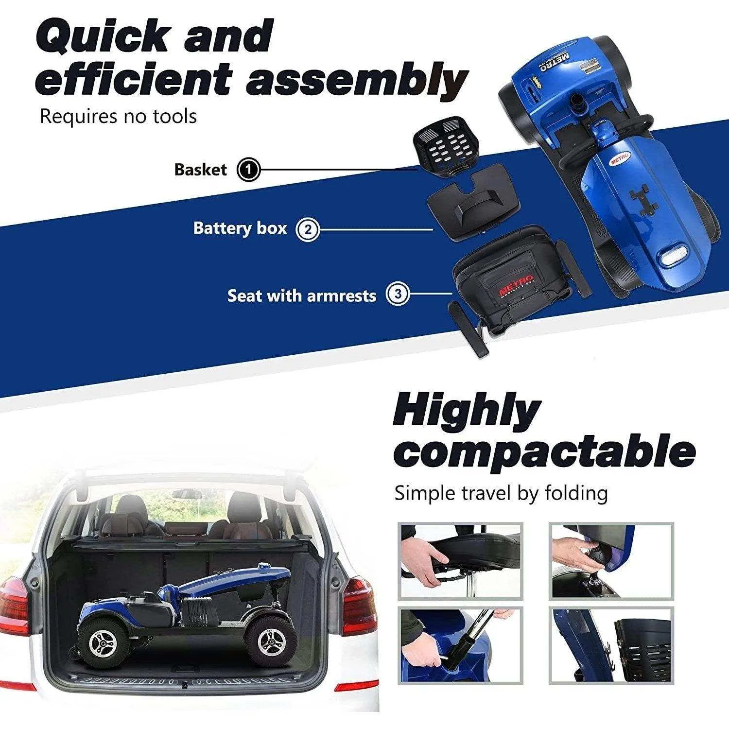 Metro Mobility Patriot Series 4-Wheel Travel Mobility Scooter