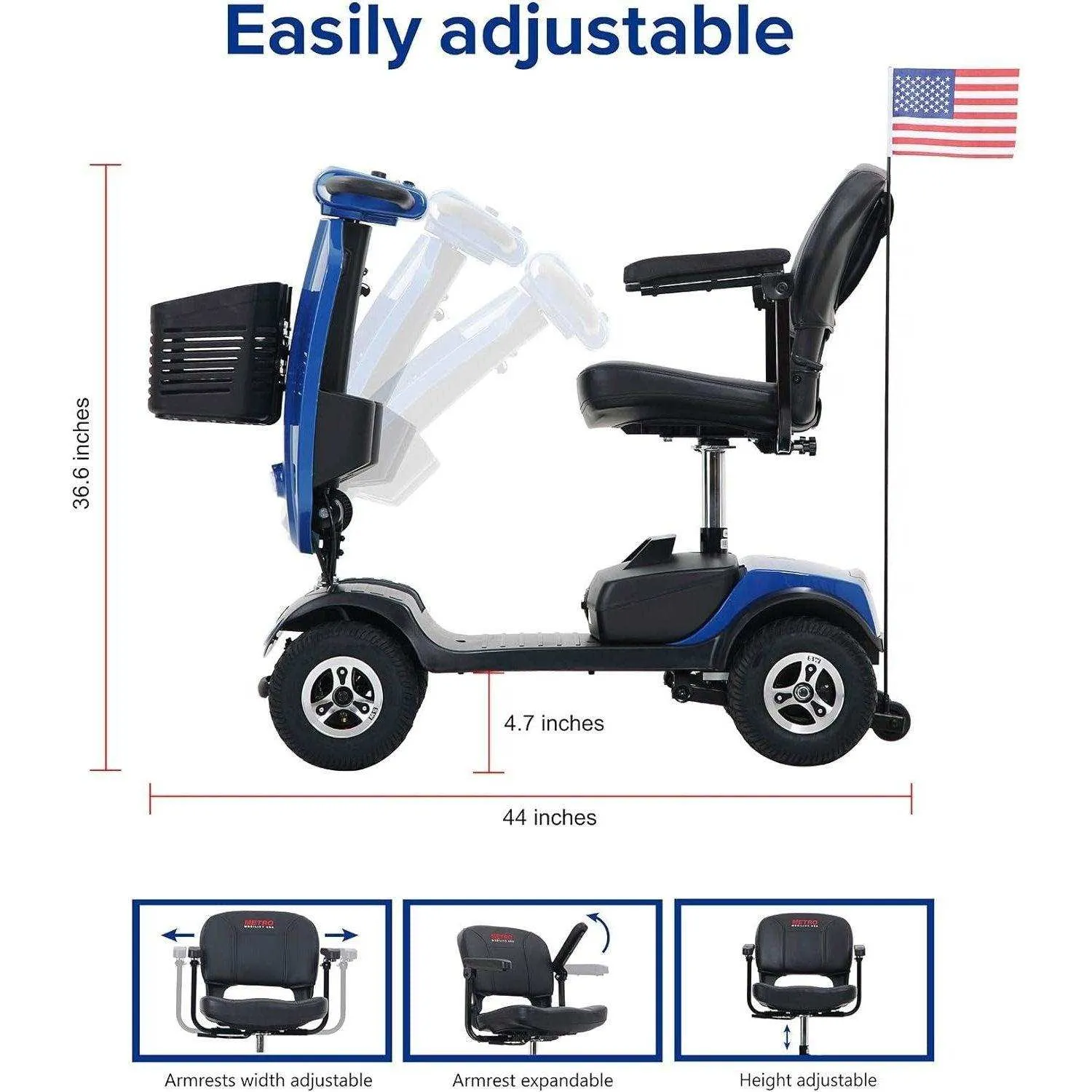 Metro Mobility Patriot Series 4-Wheel Travel Mobility Scooter