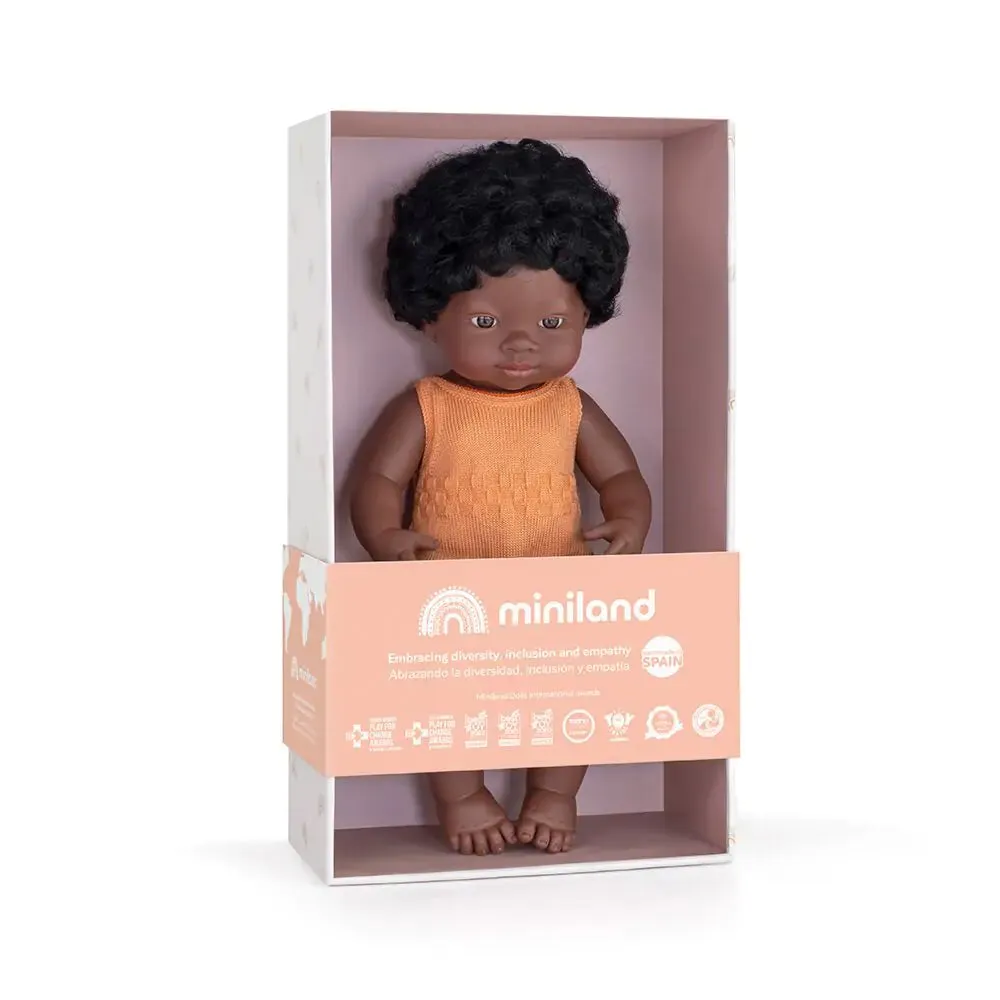 Miniland Baby Doll African Girl 15"