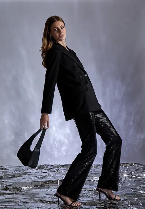 Minus MSHoli Flared Sequin pants black