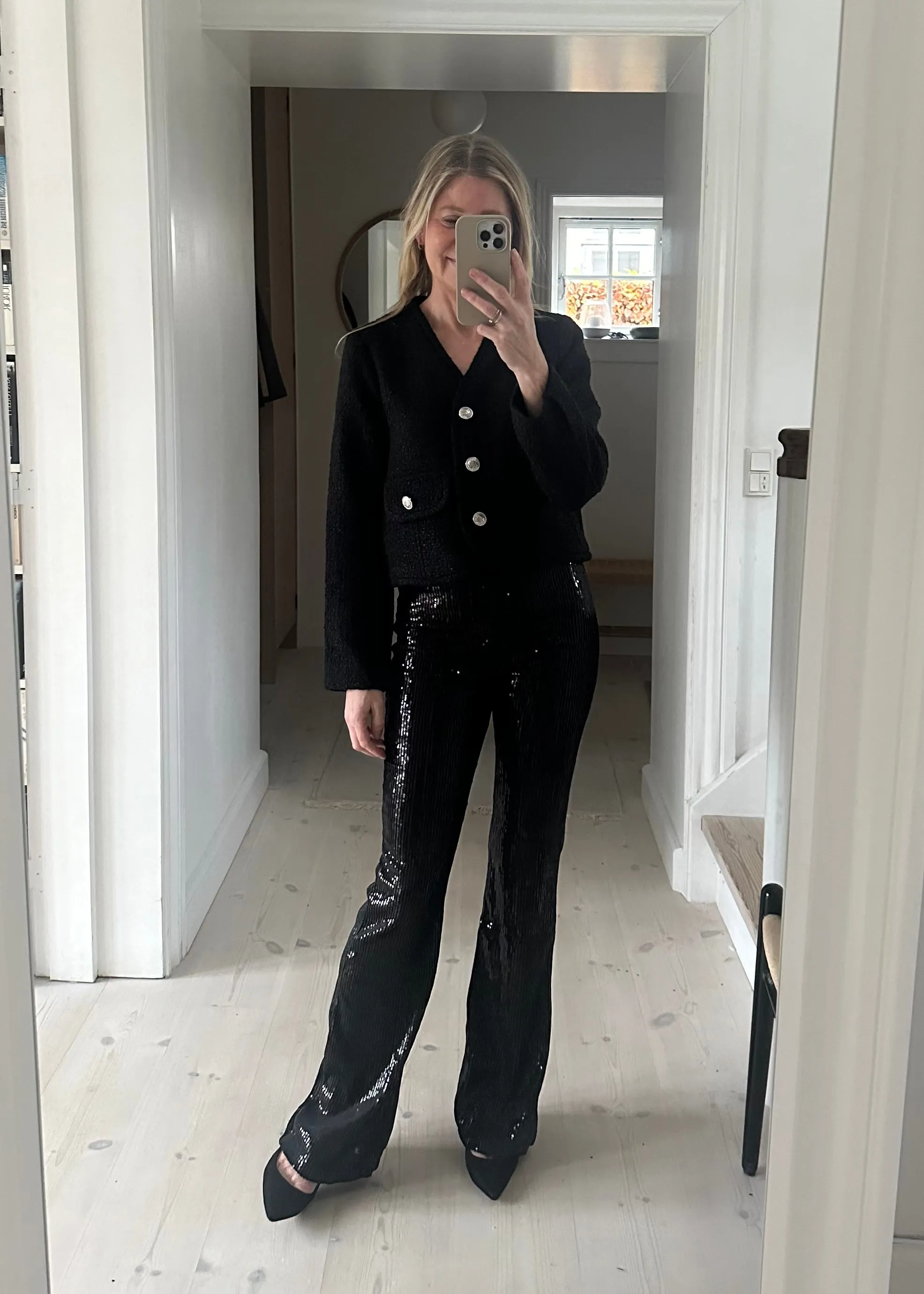 Minus MSHoli Flared Sequin pants black