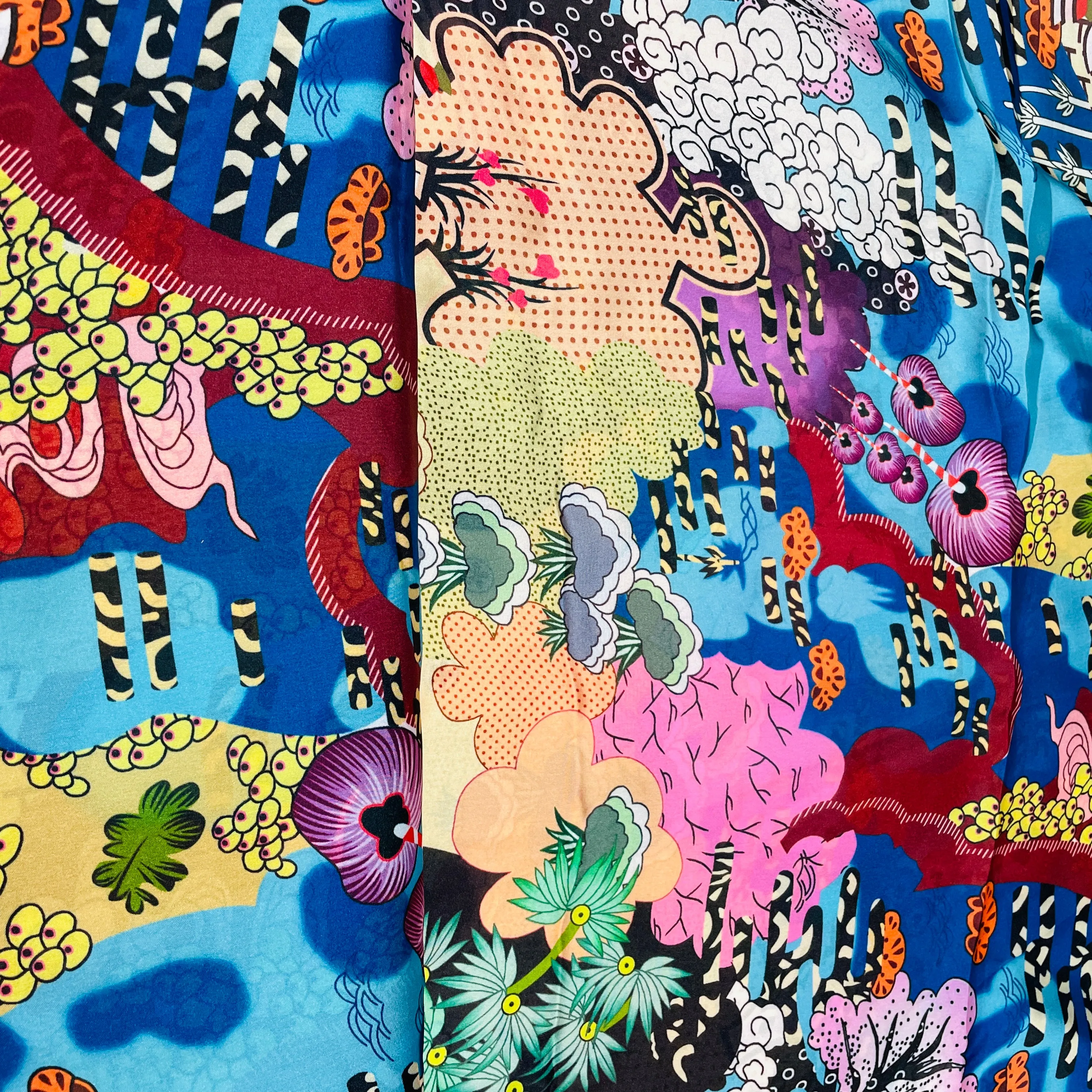 Multicolor Traditional Print Georgette Satin