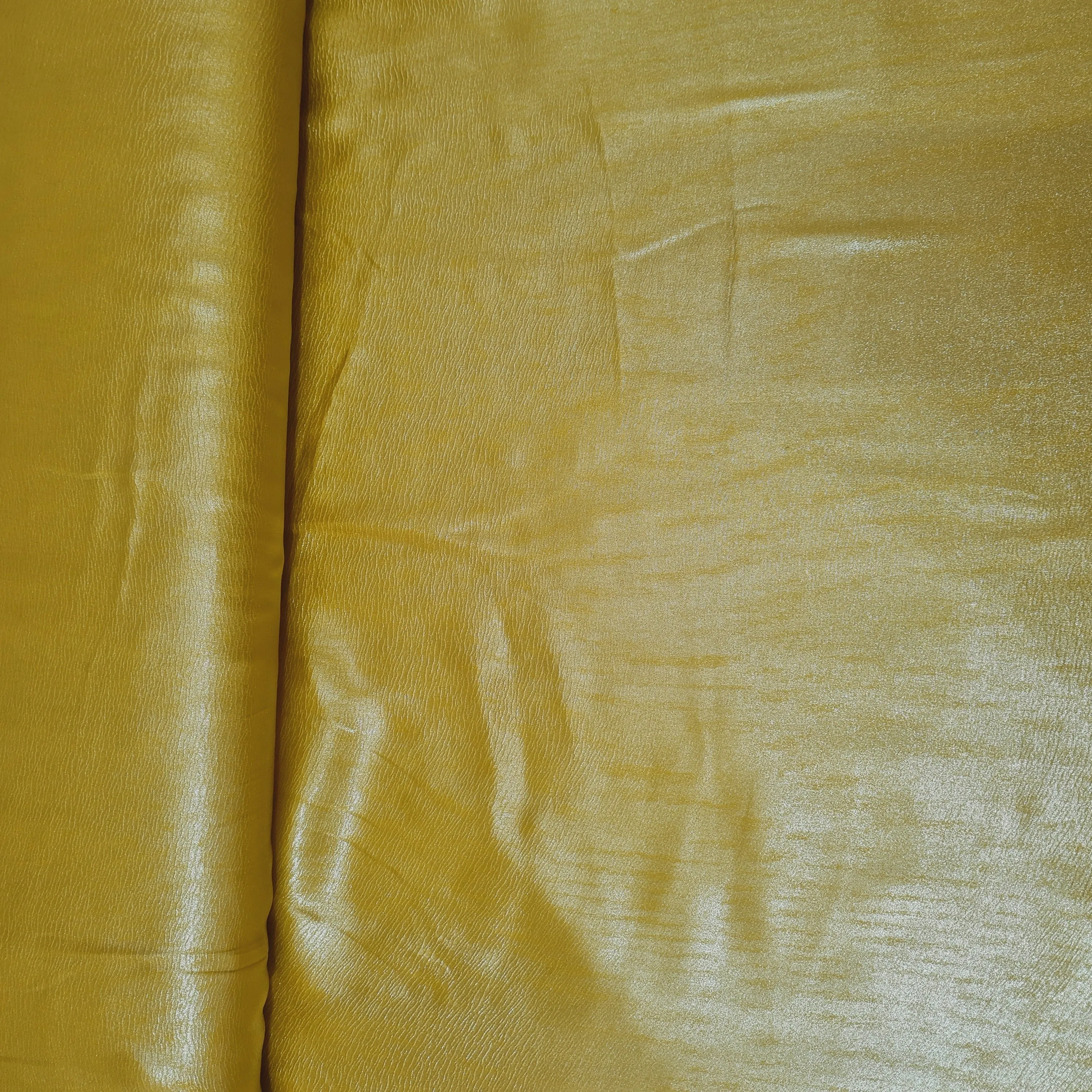 Mustard Solid Silver Shimmer Georgrette Satin