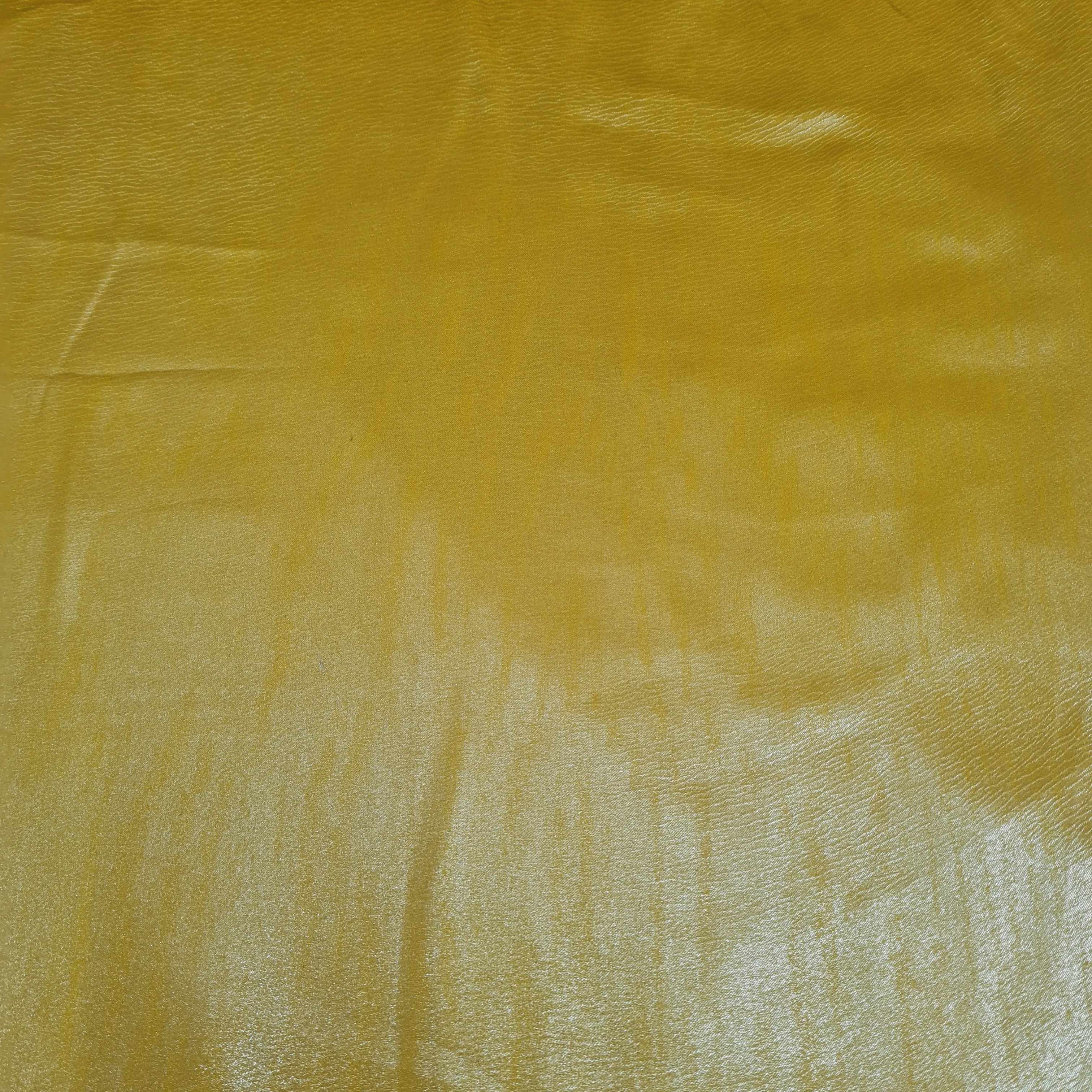 Mustard Solid Silver Shimmer Georgrette Satin