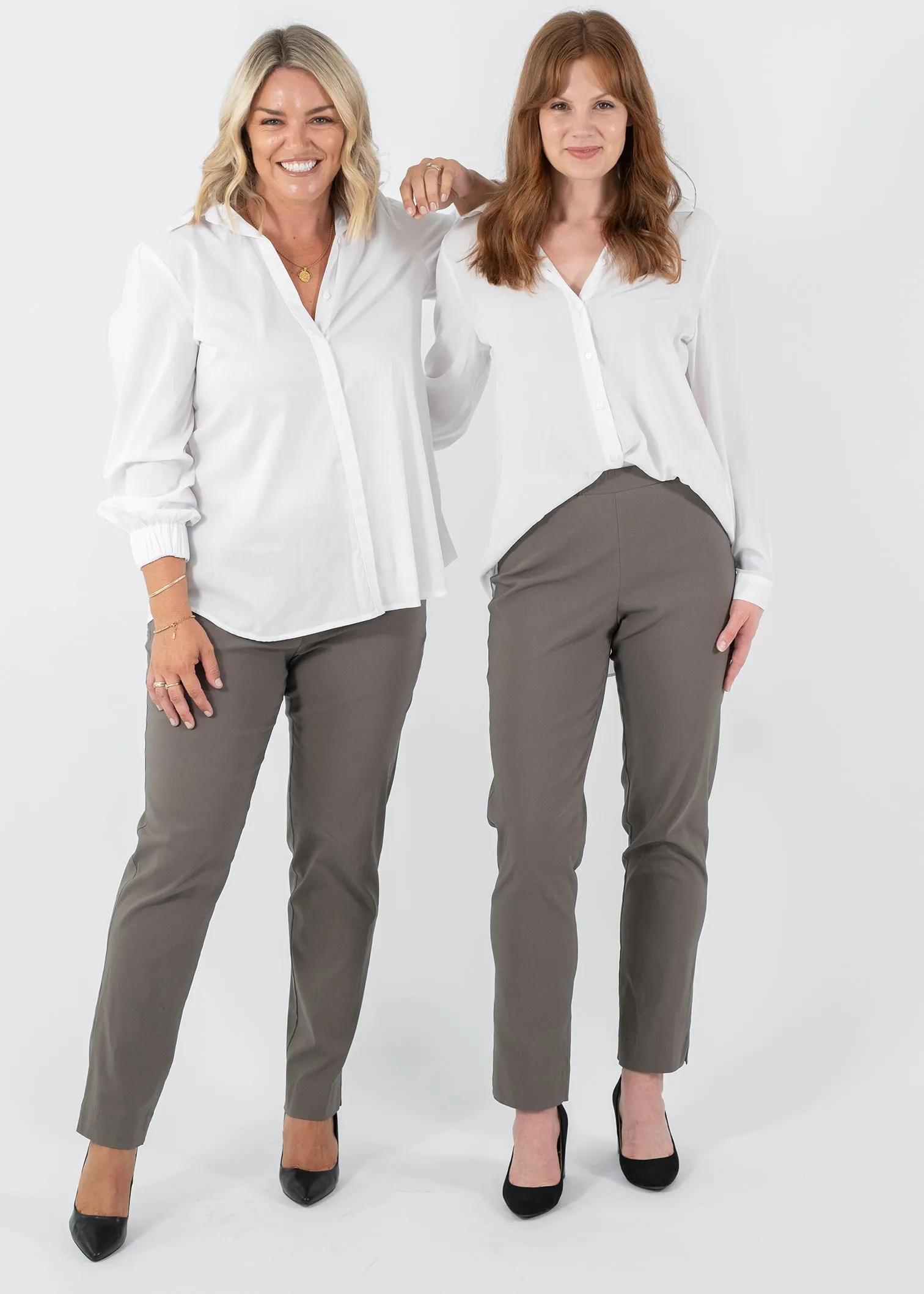 Narrow Miracle Bengaline Pants in Bark Neutral