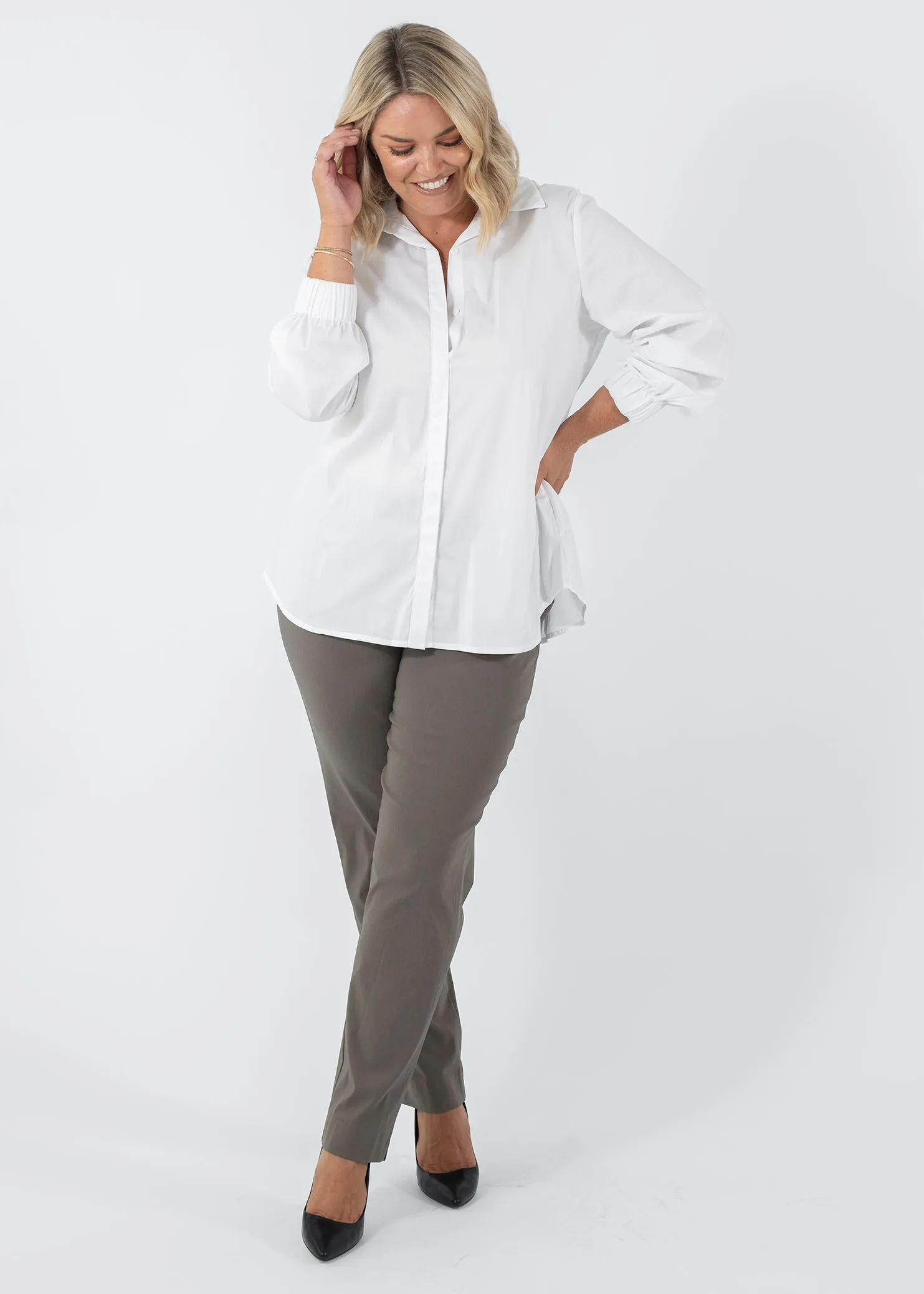 Narrow Miracle Bengaline Pants in Bark Neutral