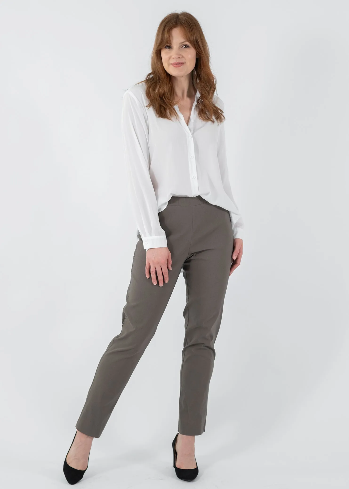 Narrow Miracle Bengaline Pants in Bark Neutral