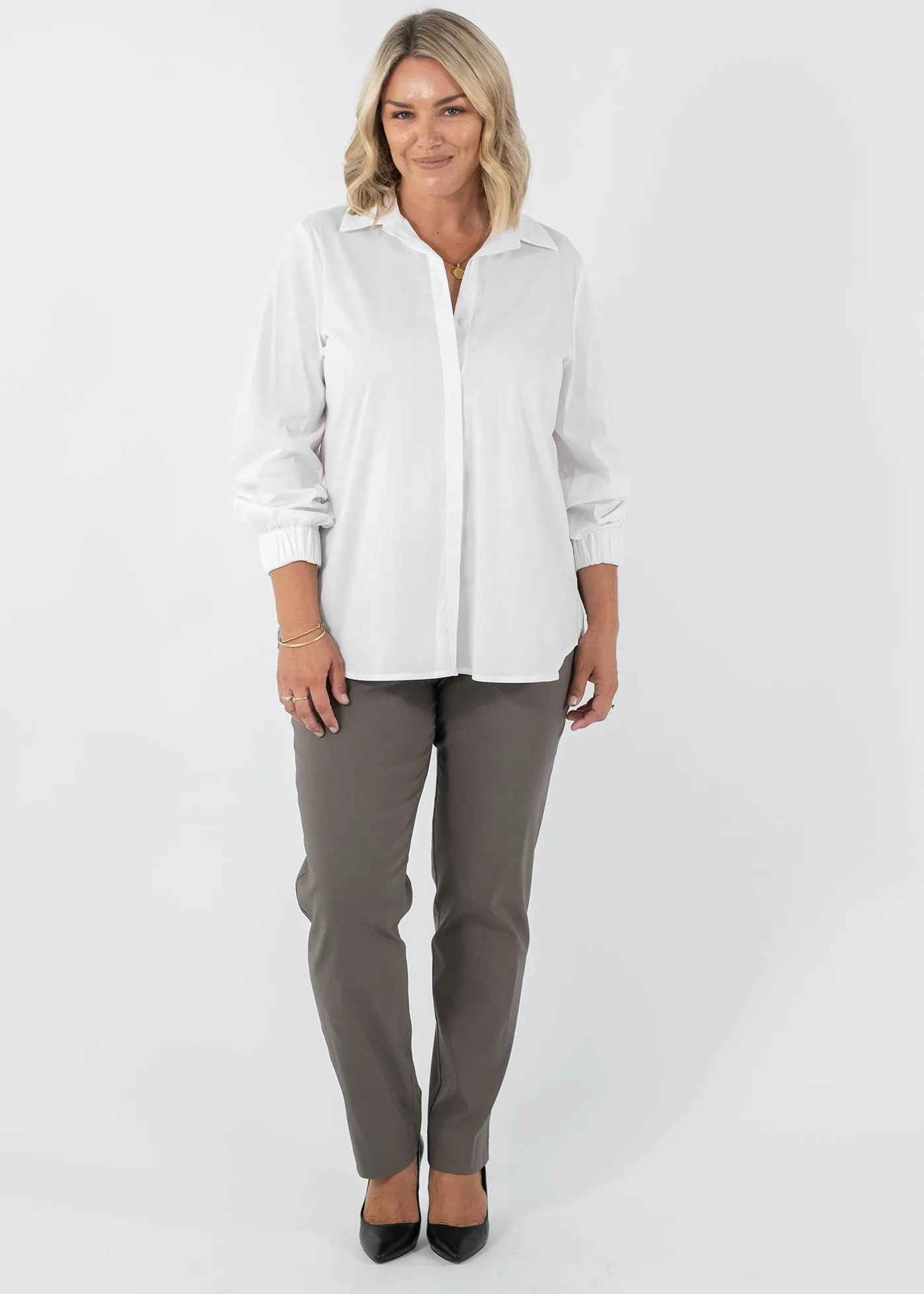 Narrow Miracle Bengaline Pants in Bark Neutral