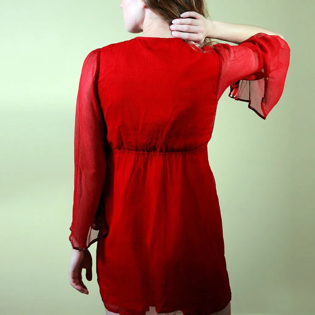 Paint the town Lal - Red Bow Silk Dress